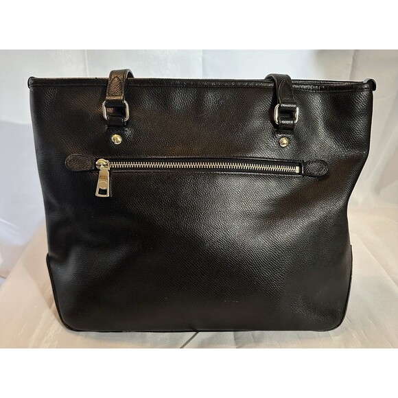 COACH Black Crossgrain Leather Zip Top Tote Bag #F35204 - Picture 5 of 14